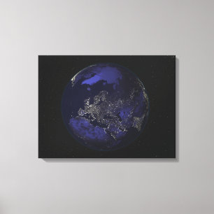 Lienzo Tierra llena en la noche que muestra las luces 3