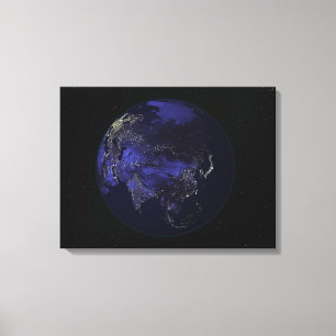 Lienzo Tierra llena en la noche que muestra luces de la