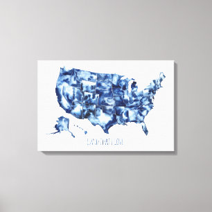 Lienzo Tierra que amo - Mapa de Estados Unidos