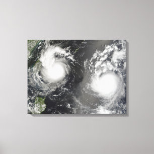 Lienzo Tifón Saomai y tormenta tropical Bopha