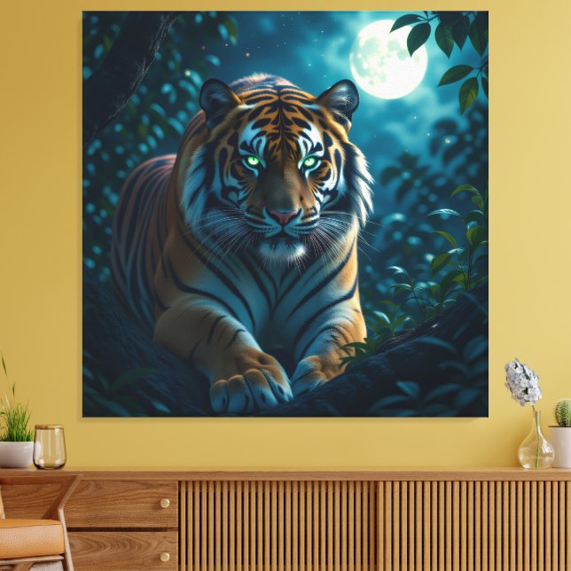 Lienzo  Tigerfamilie im Einklang der Natur (Insitu (Sala de estar))