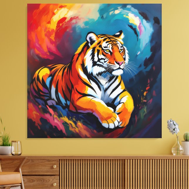 Lienzo  Tigerfamilie im Einklang der Natur (Insitu (Sala de estar))