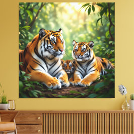 Lienzo  Tigerfamilie im Einklang der Natur