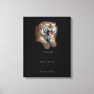 Lienzo Tigre abstracto de cita motivacional con estilo de