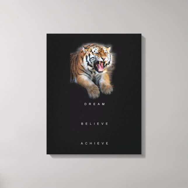 Lienzo Tigre abstracto de cita motivacional con estilo de (Anverso)