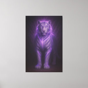 Lienzo Tigre Blanco Aura Azul Real – Presencia Suprema