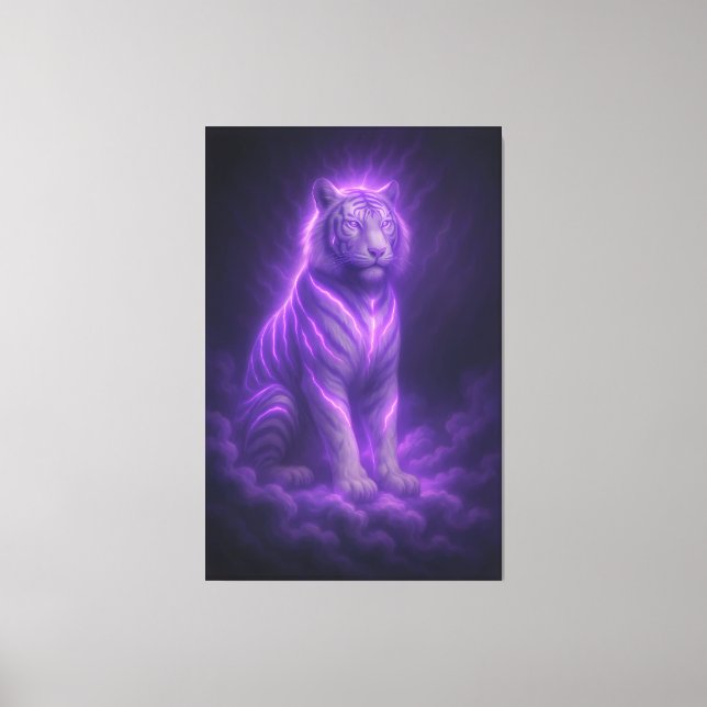Lienzo Tigre Blanco Azure Thunder – Majestad Celestial (Anverso)