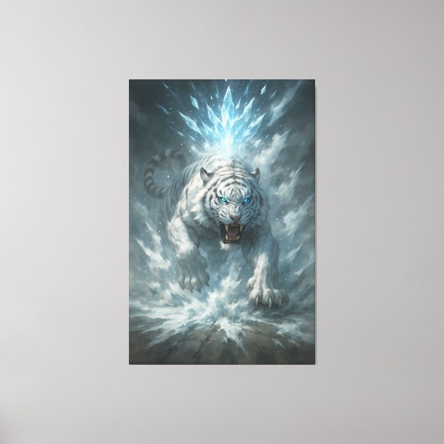 Lienzo Tigre Blanco de Escarcha – Emperador del Reino Con (Anverso)