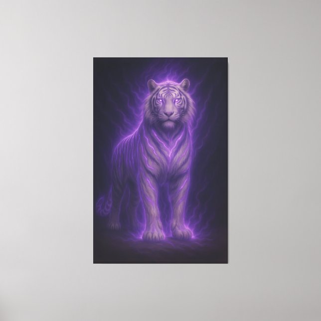 Lienzo Tigre Blanco Purpura Trueno Celestial – Fa de Alta (Anverso)