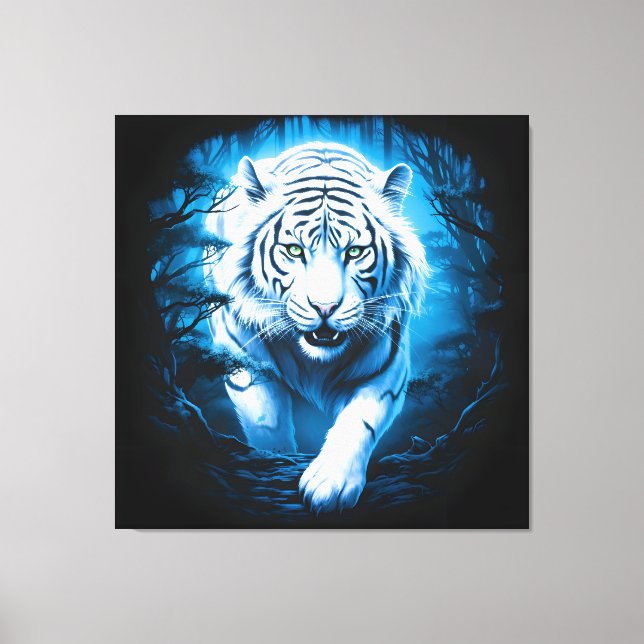 Lienzo Tigre blanco silvestre místico forestal (Anverso)
