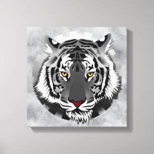 Lienzo Tigre Blanco Y Negro