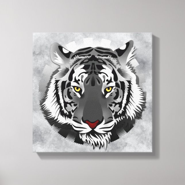 Lienzo Tigre Blanco Y Negro (Anverso)