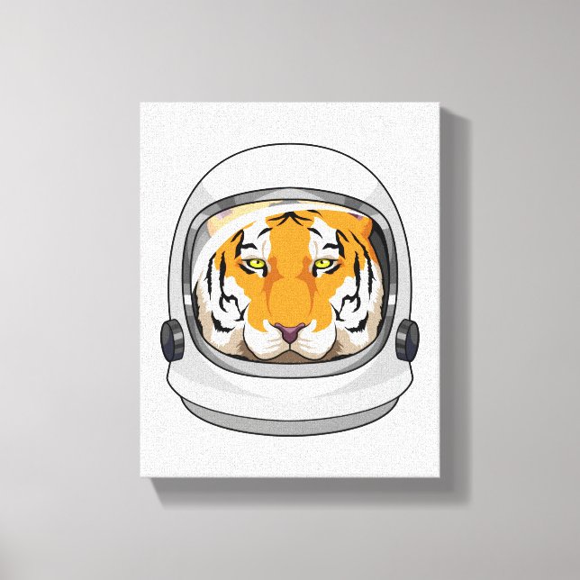 Lienzo Tigre como astronauta con casco (Anverso)
