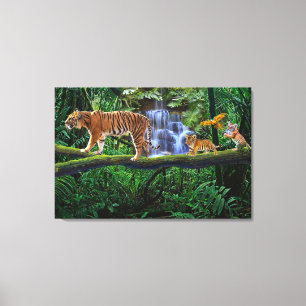 Lienzo TIGRE DE JUNGla Y SUS CRÍAS