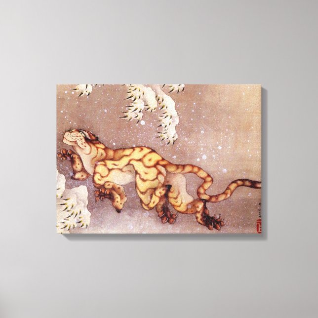 Lienzo Tigre en la nieve por Hokusai (Anverso)