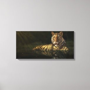 Lienzo Tigre en la pintura digital del agua