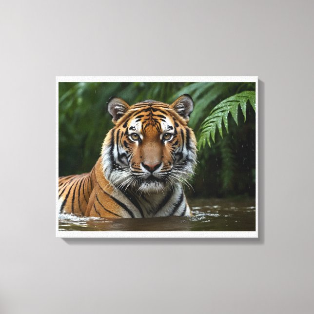 Lienzo Tigre en lluvia monzónica (Anverso)