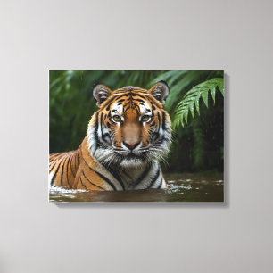 Lienzo Tigre en lluvia monzónica