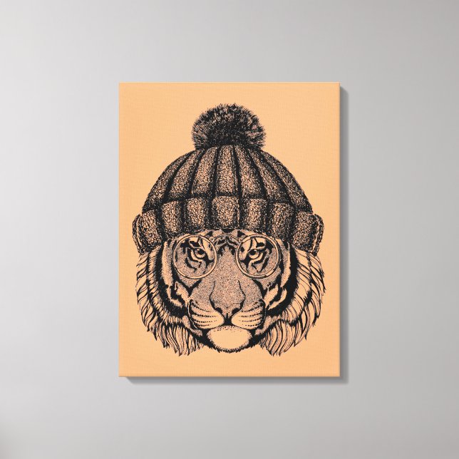 Lienzo Tigre listo para la moda del invierno (Anverso)