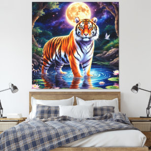 Lienzo Tigre majestuoso en un paisaje de fantasía ilumina