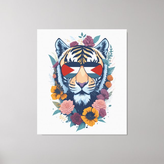 Lienzo Tigre palestino - BANDERA palestina (Anverso)