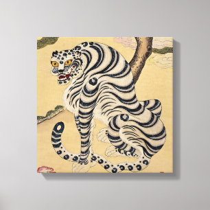 Lienzo Tigre rayado coreano Minhwa