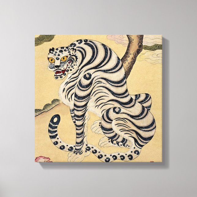 Lienzo Tigre rayado coreano Minhwa (Anverso)