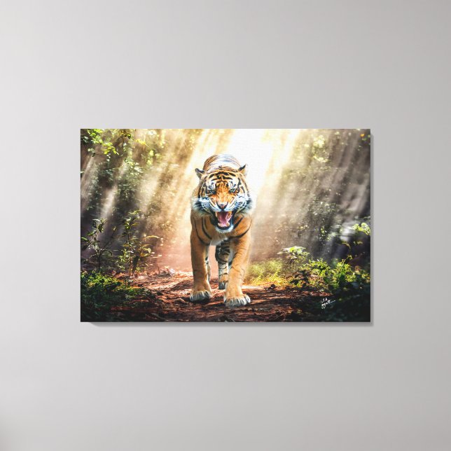 Lienzo Tigre rugiendo en el Bella Artes de la jungla 36x2 (Anverso)
