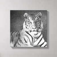 Tigre siberiano en blanco y negro - tela