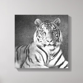 Lienzo Tigre siberiano en blanco y negro - tela