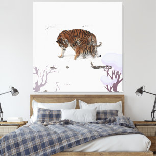Lienzo Tigre siberiano en la nieve
