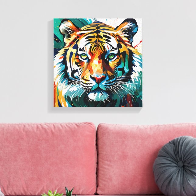 Lienzo Tigre vívido: Poder abstracto (Insitu (Sala de estar))