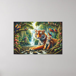 Lienzo Tigres licitantes en pintura natural