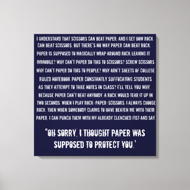 Lienzo Tijeras de papel de rock (Anverso)