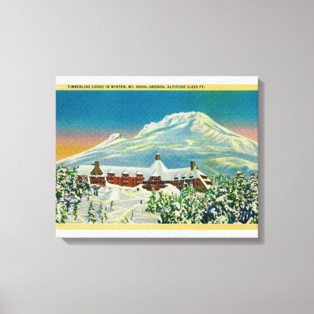 Lienzo Timberline Lodge en invierno en Mt. Hood (Anverso)