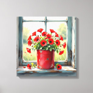 Lienzo Tin de Café Rojo de lapachos rojos