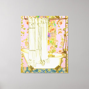 Lienzo Tina victoriana con grifería de latón estilo shabb