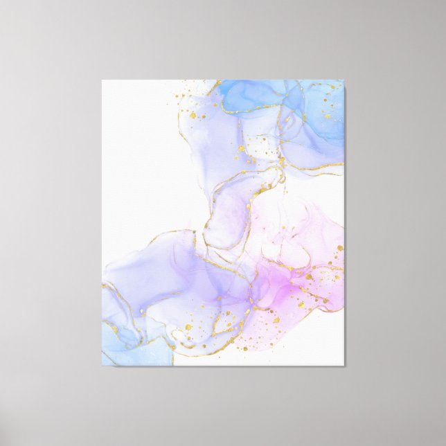 Lienzo Tinta de alcohol rosa, púrpura y azul (Anverso)