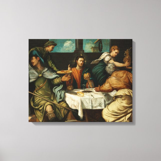 Lienzo Tintoretto - La cena en Emmaus (Anverso)