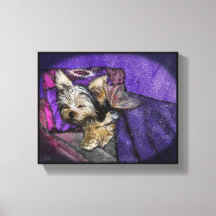 Lienzo Tiny Yorkie Sleeping Angel Halo Memorial Art Canva