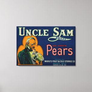 Lienzo Tío Sam Pear Crate LabelWapato, WA