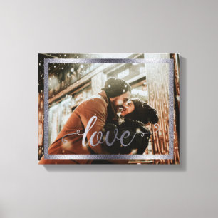Lienzo Tipografía de amor 14x11 con marco plateado