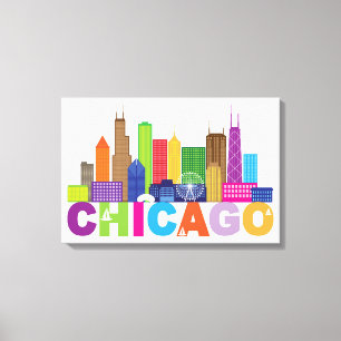 Lienzo Tipografía del horizonte de la ciudad de Chicago
