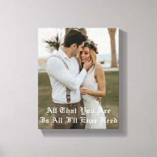 Lienzo tipografía elegante foto de boda aniversario