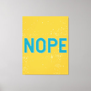 Lienzo Tipografía en peligro NOPE en amarillo y azul