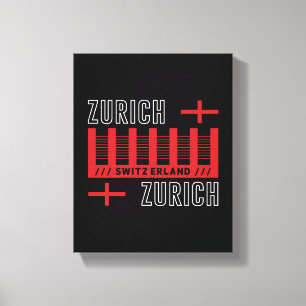 Lienzo Tipografía moderna de viaje de Zurich Suiza Diseño