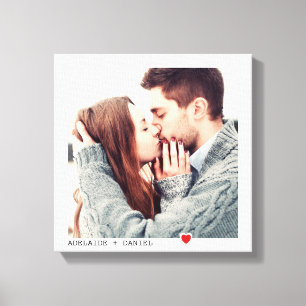 Lienzo Tipografía negra minimalista con foto de corazón r