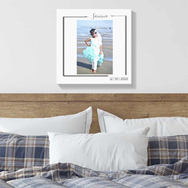 Lienzo Tipografía personalizada de foto y texto familiar (Insitu(Dormitorio))