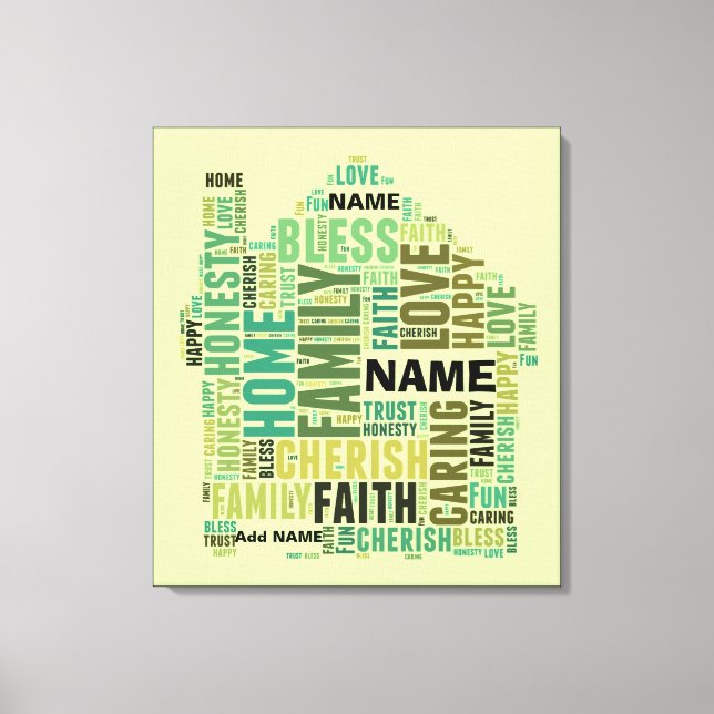 Lienzo Tipografía Word Cloud Home Añadir nombres al Perso (Anverso)