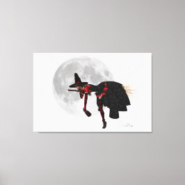 Lienzo Tipsy Witch On Flying Broom Canvas Print
